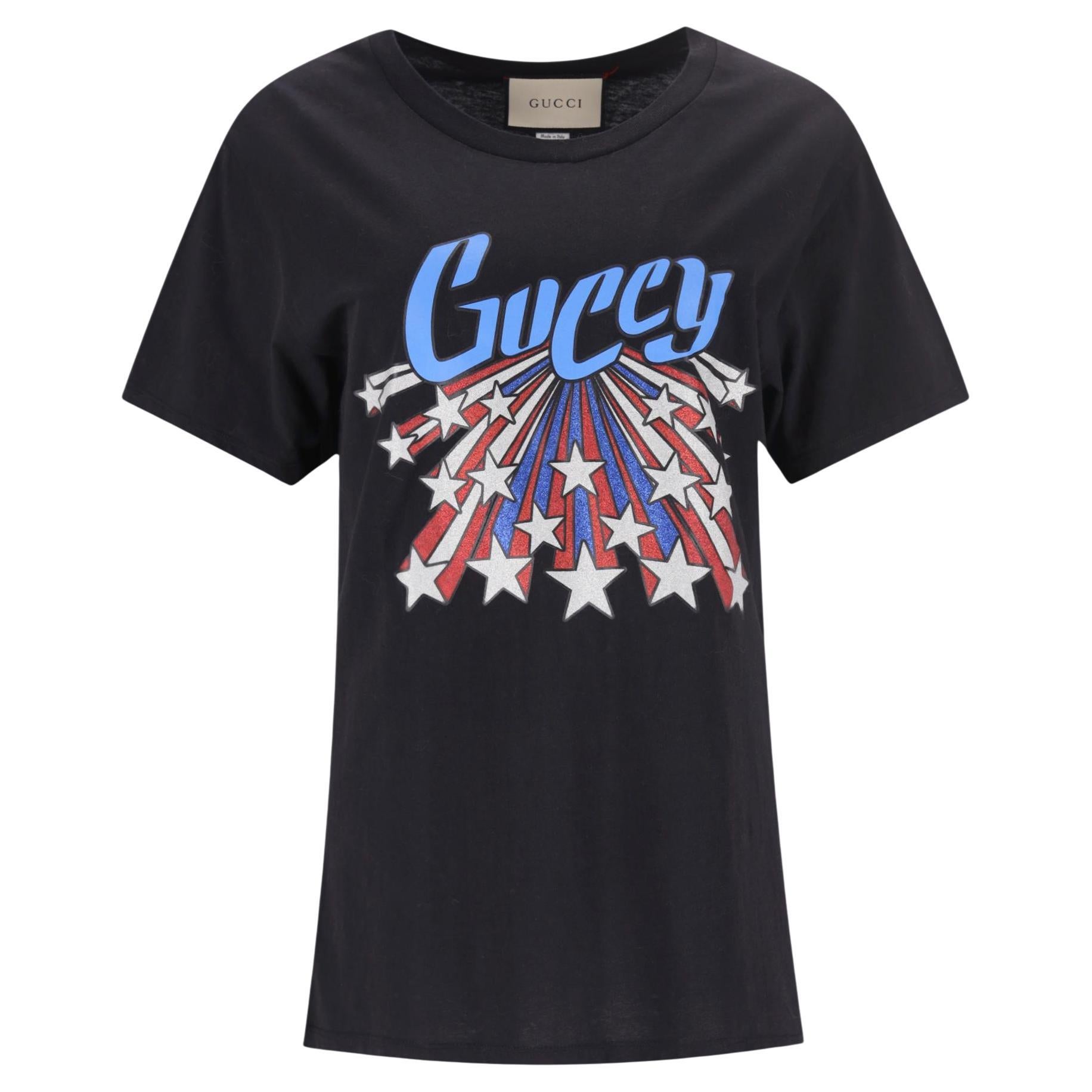 Gucci 'Guccy' Logo Cotton T-Shirt For Sale