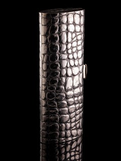 Gucci - Pochette vintage en croco argenté 925