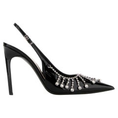 Gucci Guinevere 105mm Patent Leather Slingback Pumps Size 38.5