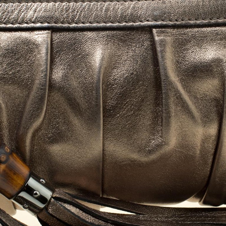 Gucci Gun Metal Leather Bamboo Tassels Clutch at 1stDibs gucci gun purse