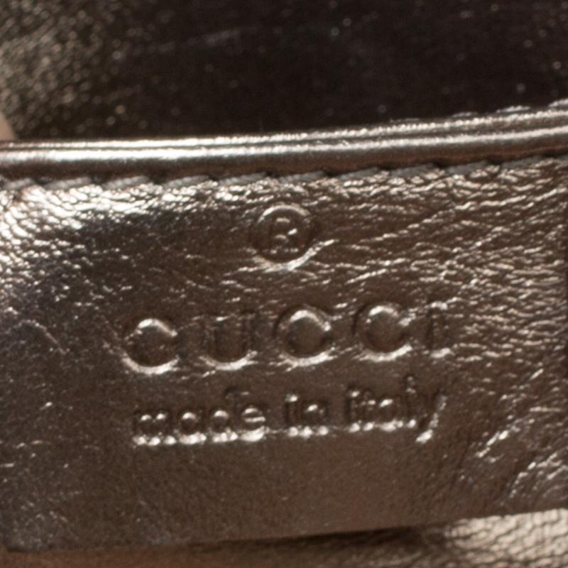 Gucci Gun Metal Leather Bamboo Tassels Clutch In Excellent Condition In Dubai, Al Qouz 2