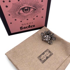 Gucci Gunmetal Brass Rhinestones Crystal Statement Ring Size M