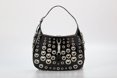 Gucci Ha Ha Ha Jackie 1961 Eyelet Embellished Patent Leather Shoulder Bag