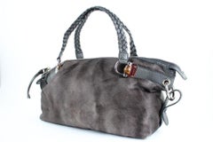 Gucci Hair Woven Handle Tote 824gt16 Grey Pony Fur Shoulder Bag
