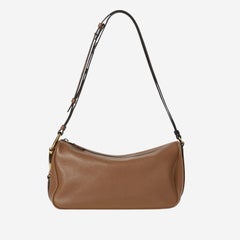 Gucci Half Horsebit Leather Shoulder Bag — Brown
