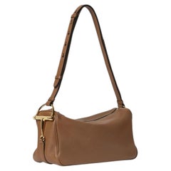 Gucci Half Horsebit Leather Shoulder Bag — Brown