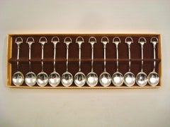 Gucci Hallmarked Silver Plated Demitasse / Coffee Serving Spoons Set 12 Vintage