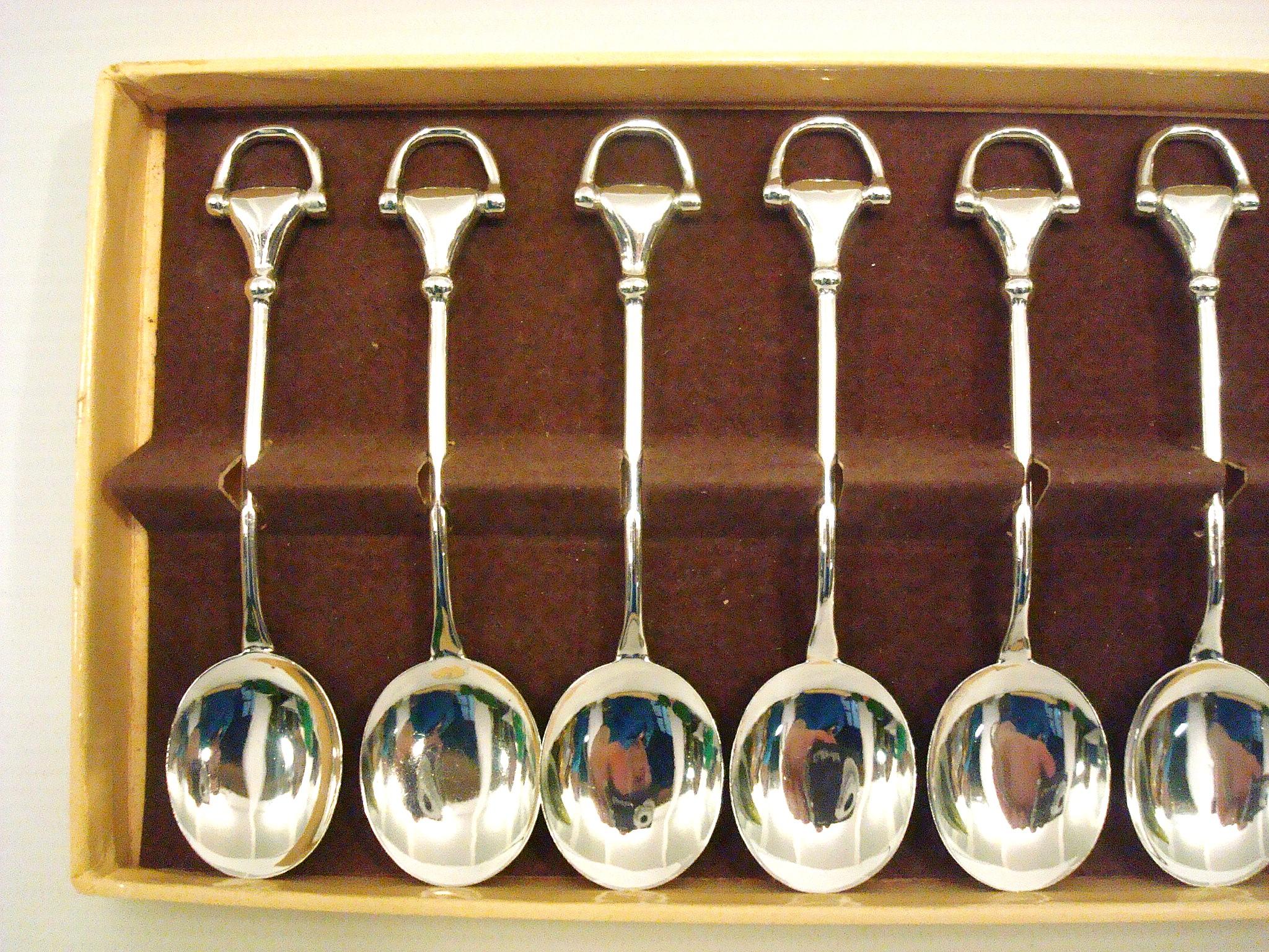 Gucci gepunzt Silber plattiert Demitasse / Kaffee servieren Löffel Set 12 Vintage By (Moderne) im Angebot