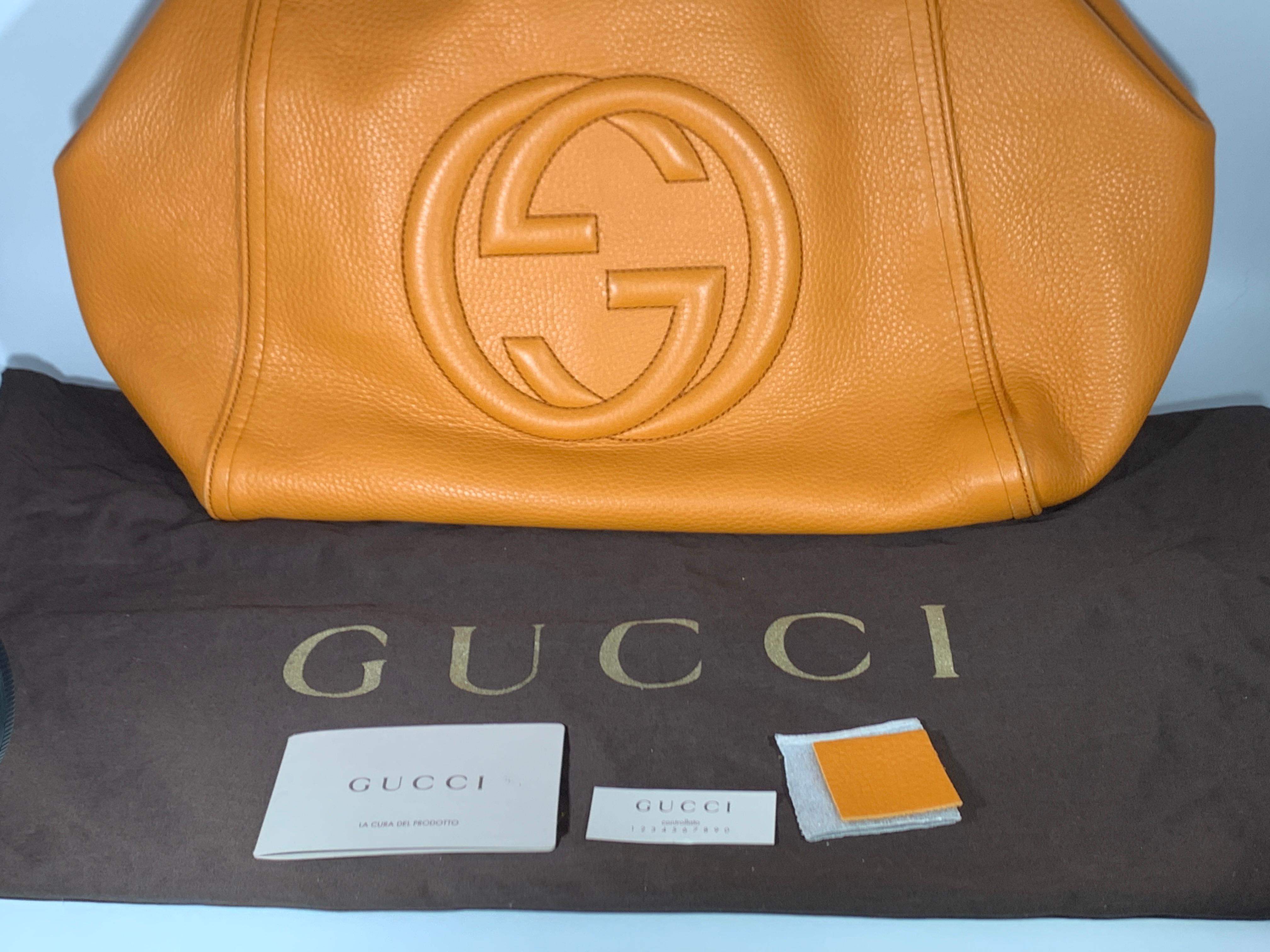 Gucci  Hand Bag Soho Leather Shoulder Bag, Orange Chic Tote In Excellent Condition In New York, NY