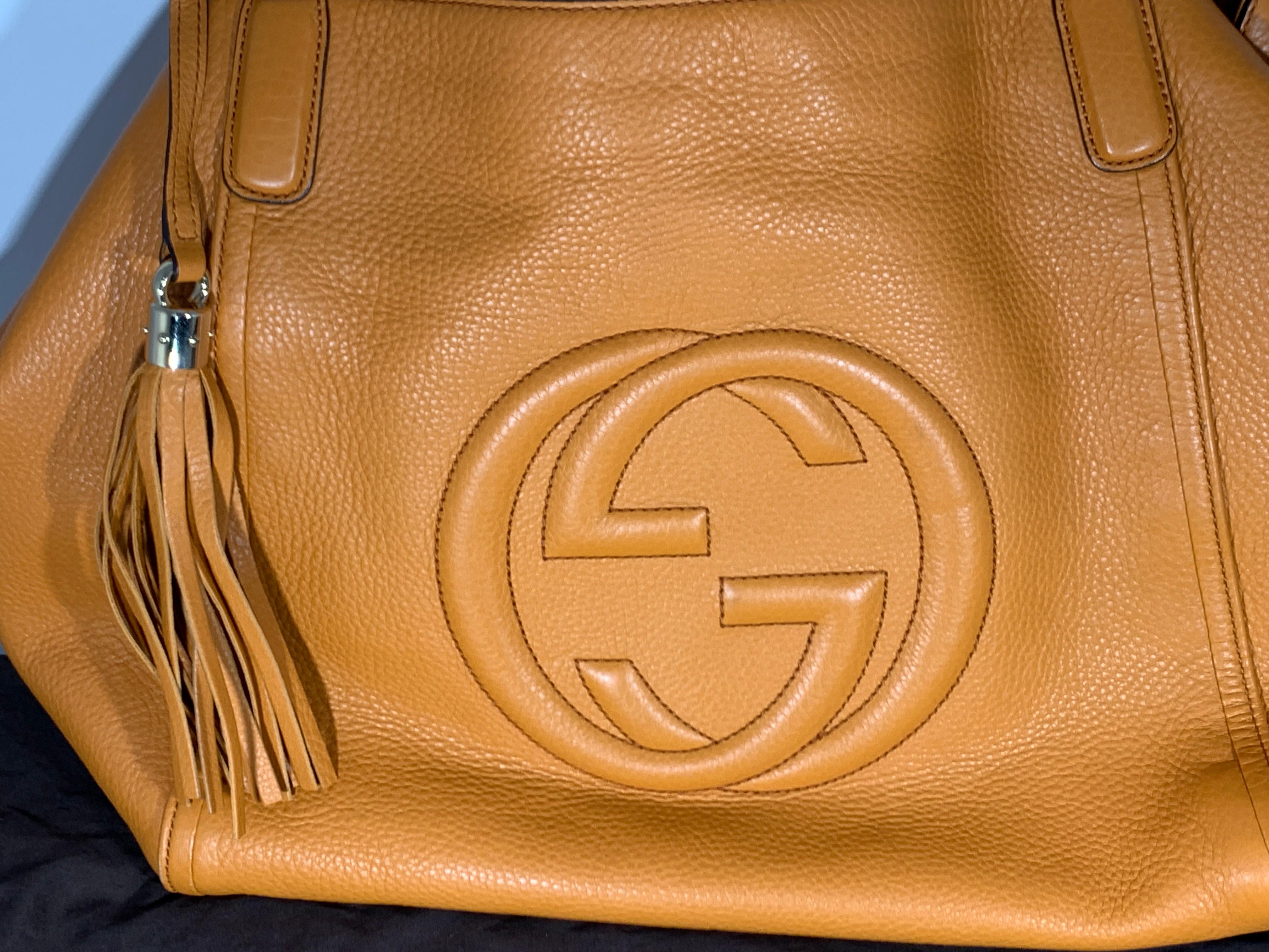 Women's Gucci  Hand Bag Soho Leather Shoulder Bag, Orange Chic Tote