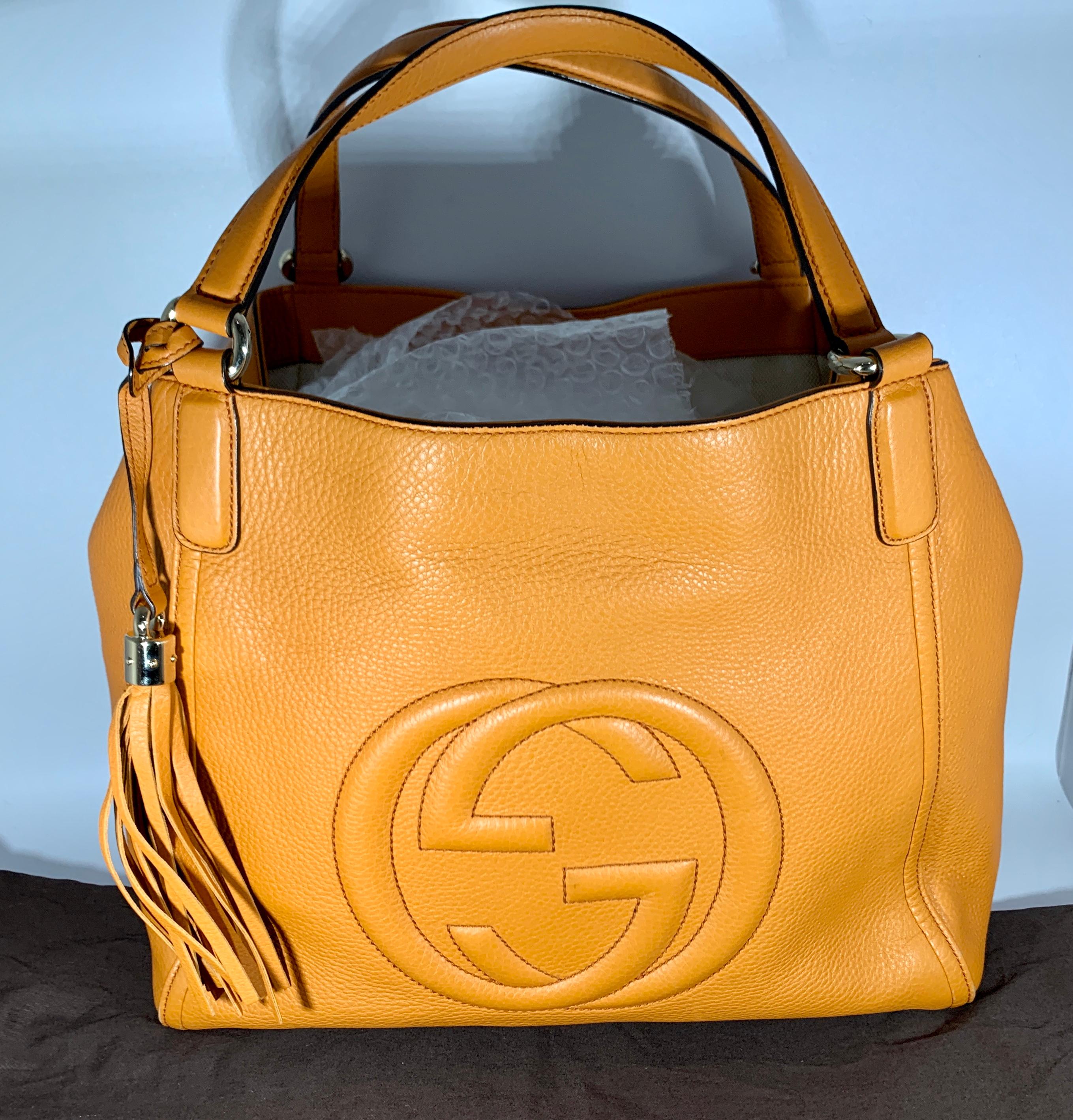 Gucci  Hand Bag Soho Leather Shoulder Bag, Orange Chic Tote 1