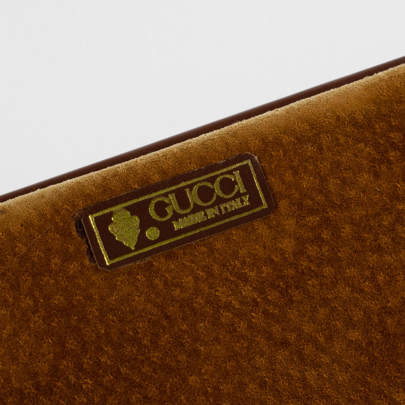 Gucci Hand-Stitched Brown Leather Ashtray, Catchall, Desk Tidy, circa 1970 For Sale 1