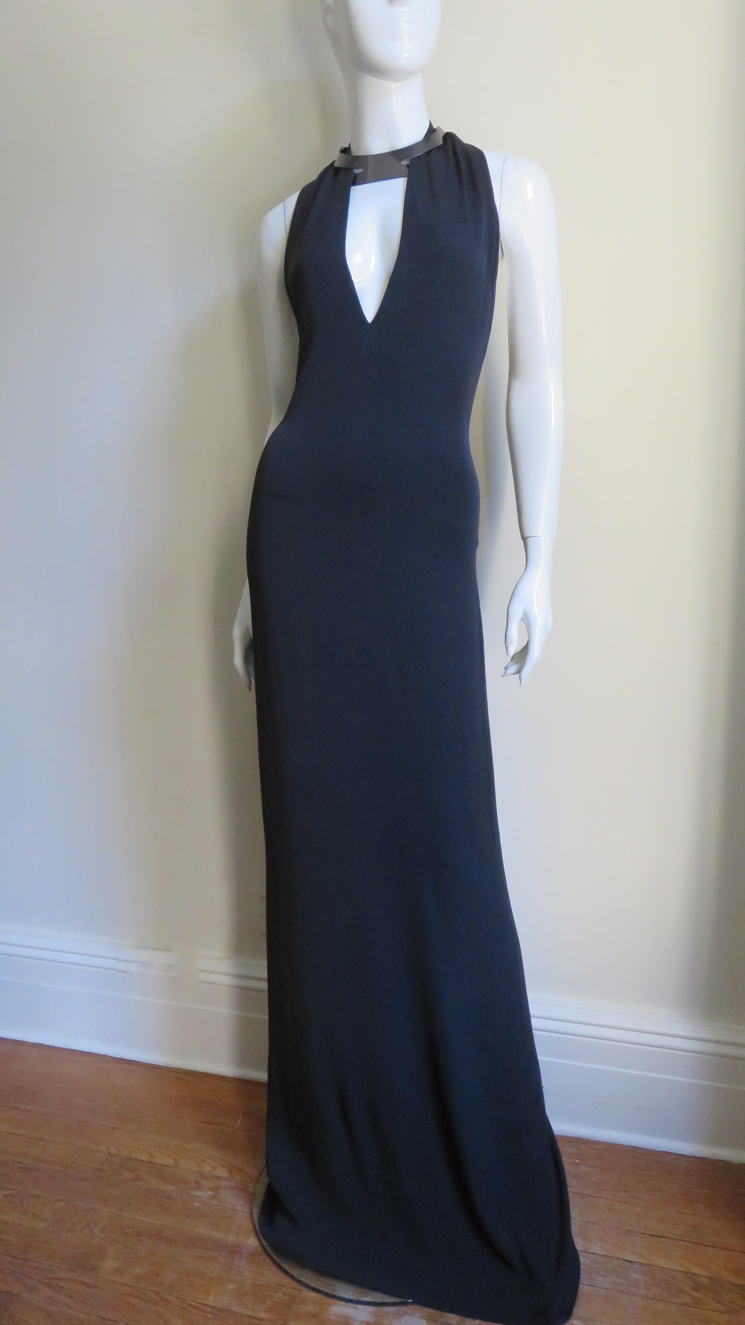 Gucci Backless Silk Halter Gown with Hardware Collar S/S 2010 For Sale 2