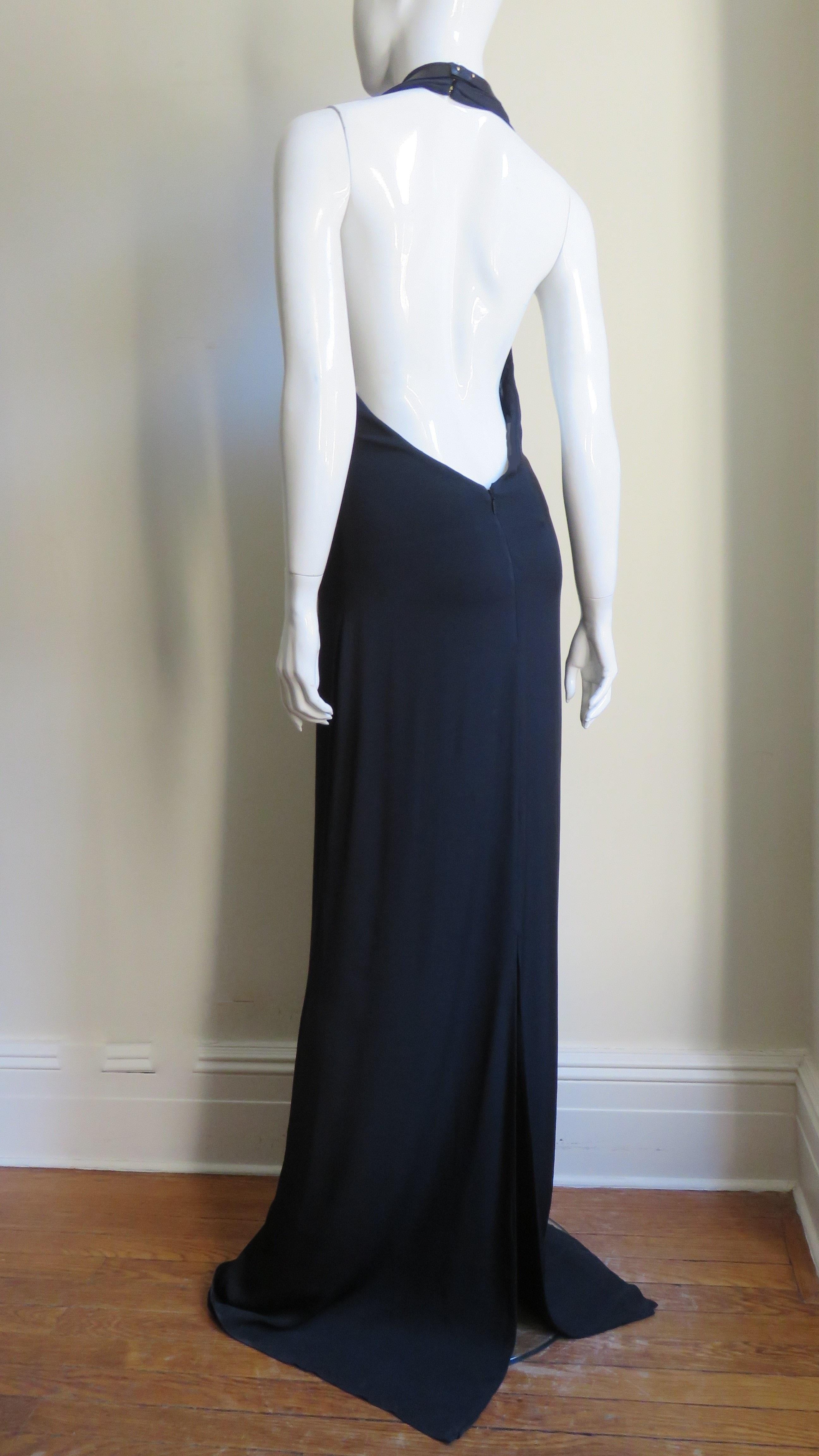 Gucci Backless Silk Halter Gown with Hardware Collar S/S 2010 For Sale 5