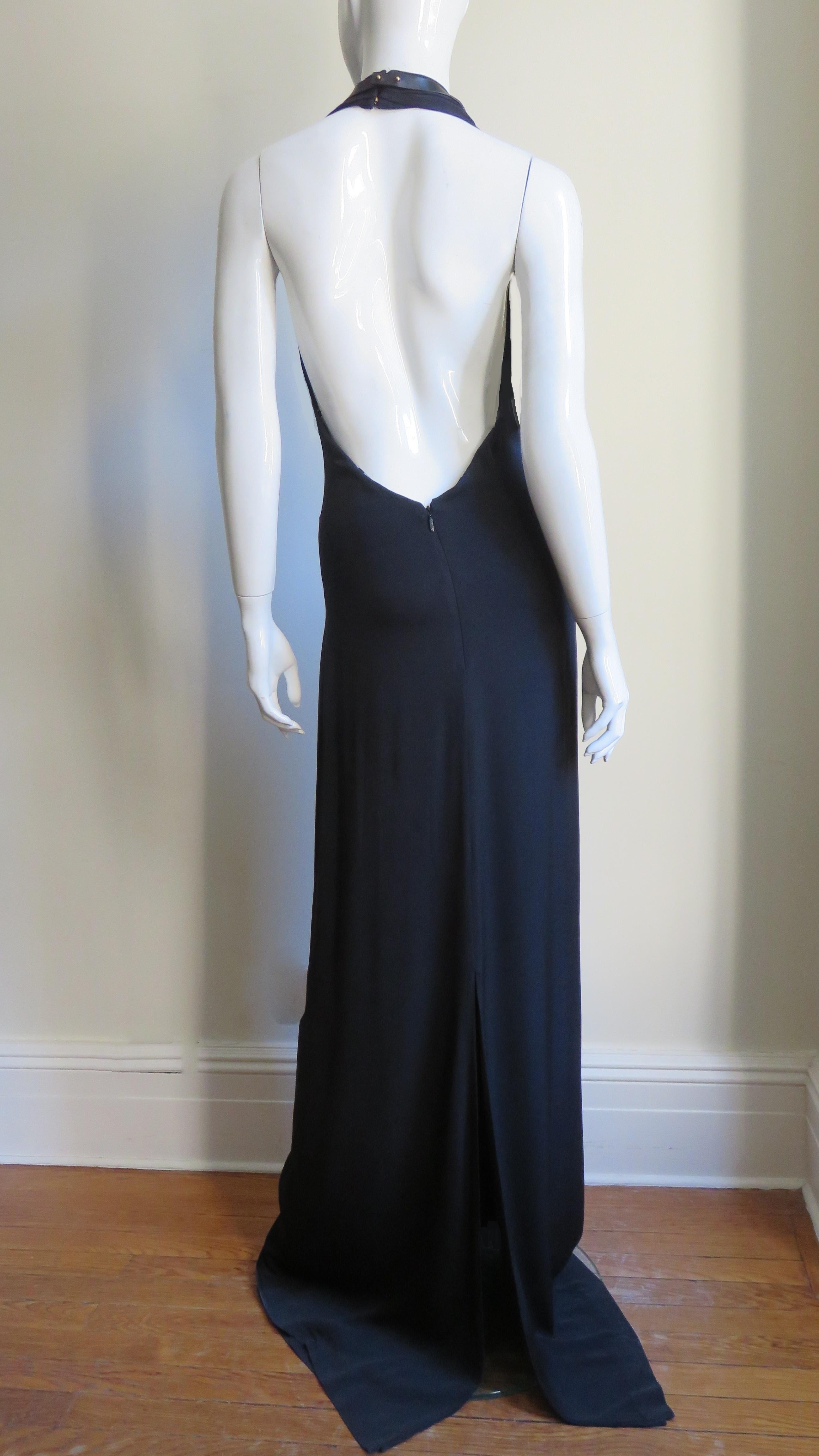 Gucci Backless Silk Halter Gown with Hardware Collar S/S 2010 For Sale 8