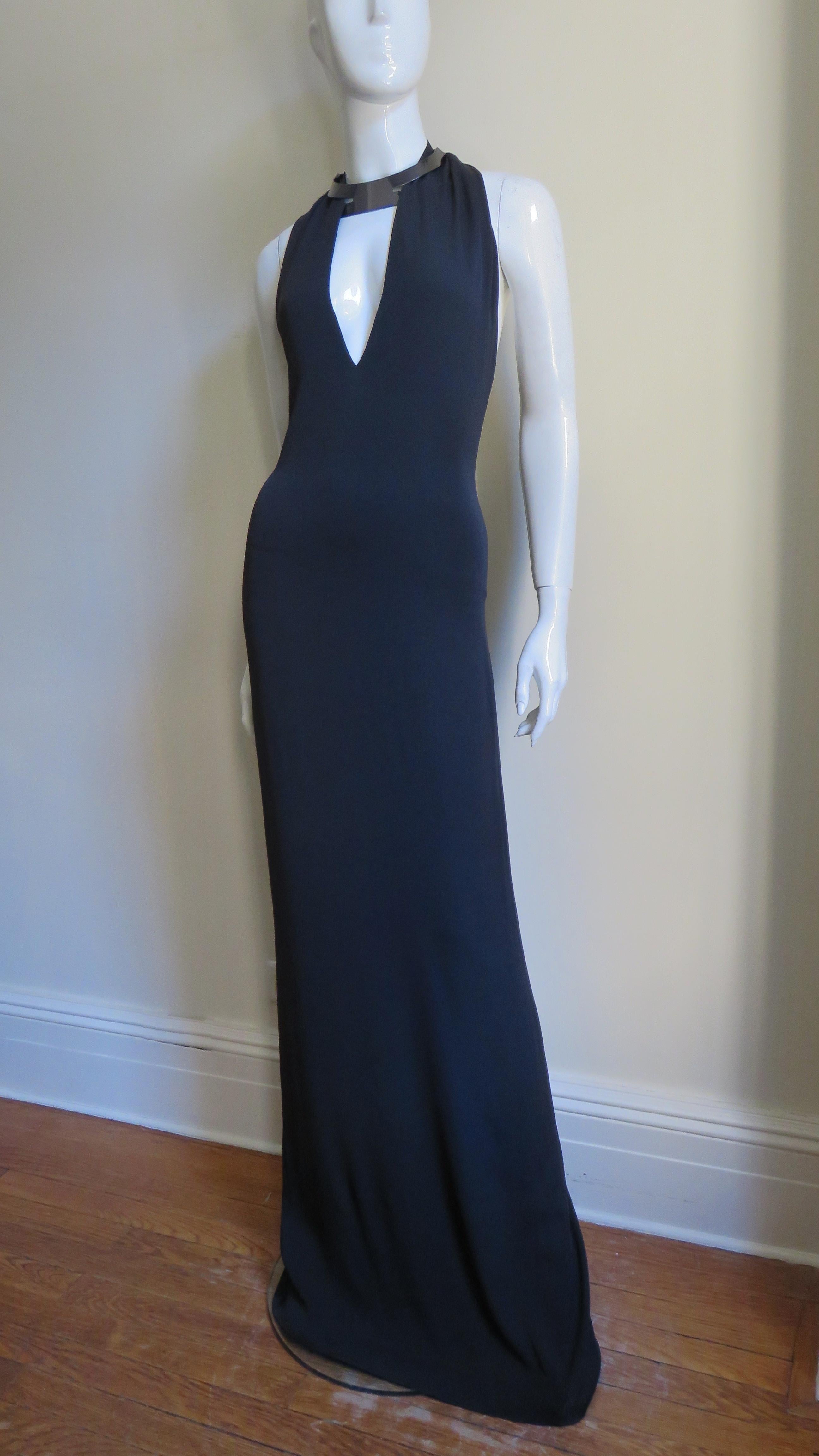 Gucci Backless Silk Halter Gown with Hardware Collar S/S 2010 For Sale 1