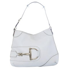 Gucci, Hasler horsebit shoulder bag in white