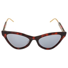 Gucci Havana/Grey Interlocking GG GG0597S Cat Eye Sunglasses