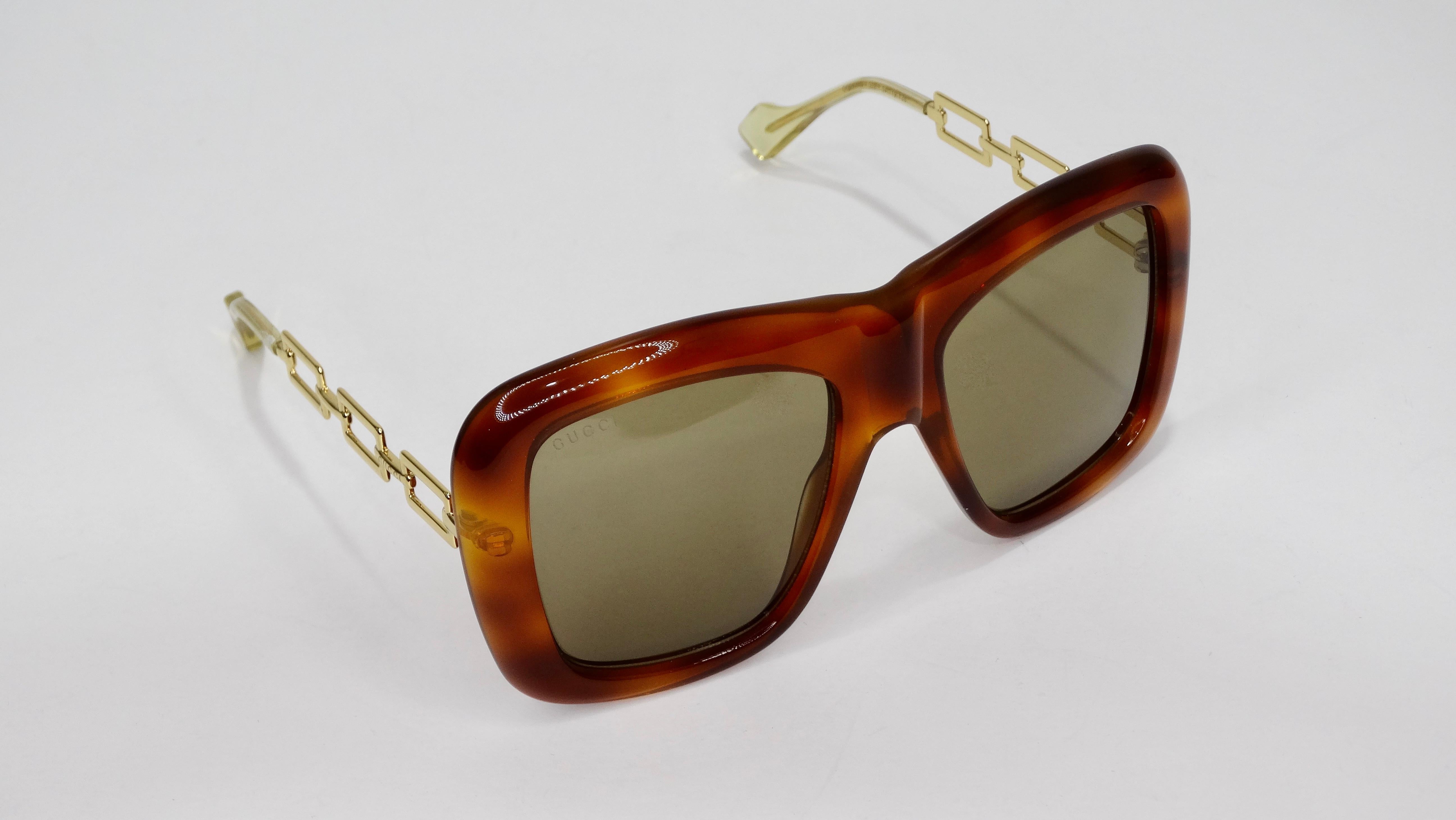 Gucci Havana Oversized Sunglasses In Excellent Condition In Scottsdale, AZ