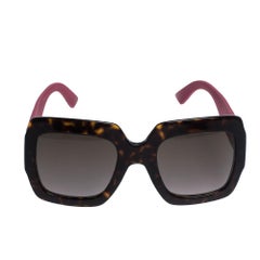 Gucci Havana Rosa Glitter/Braun Gradient (GG0102S) Quadratische Sonnenbrille