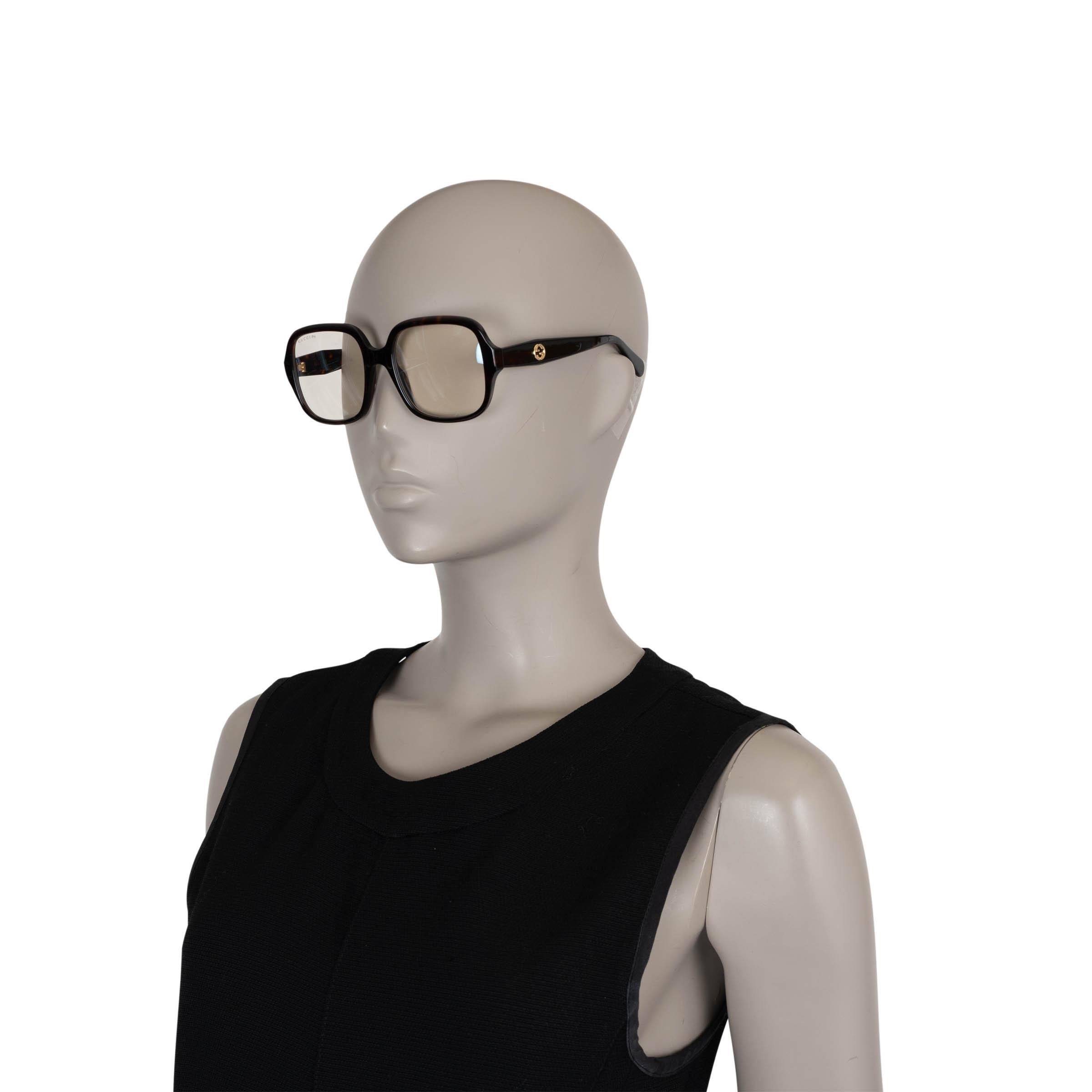 GUCCI Havane braun schildpatt SQUARE PHOTOCHROMIC Sonnenbrille GG0977S Damen im Angebot
