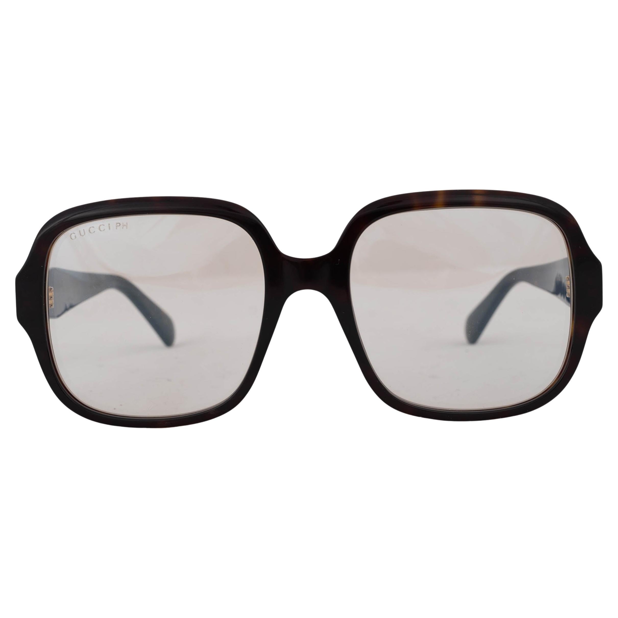 GUCCI Havane braun schildpatt SQUARE PHOTOCHROMIC Sonnenbrille GG0977S im Angebot