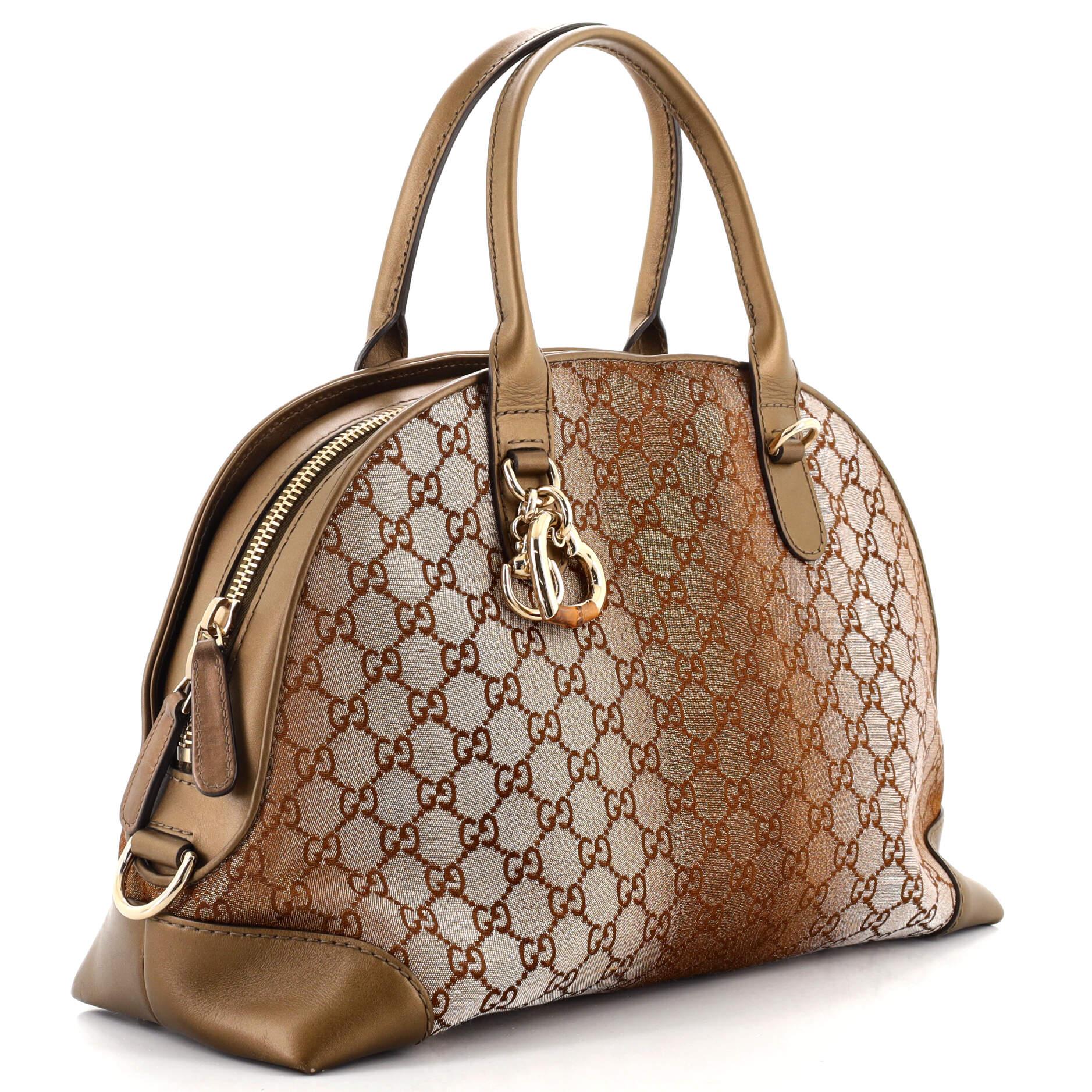 Gucci Herz Bit Dome Schultertasche GG Lurex Medium (Braun)