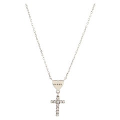 Gucci Heart Cross Necklace 18K White Gold with Diamonds