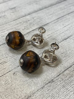 Gucci Heart Double G Bamboo Silver Earrings