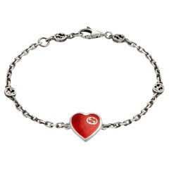 Used Gucci Heart Silver Interlocking G Bracelet YBA645546001