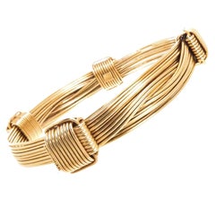 Gucci Heavy Gold Elephant Hair Wire Wrap Bangle Bracelet, 1980s