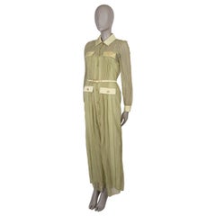 GUCCI Herbal Tea green 2024 HORSEBIT LACE MAXI SHIRT Dress 42 M