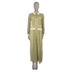 GUCCI Herbal Tea green 2024 HORSEBIT LACE MAXI SHIRT Dress 42 M