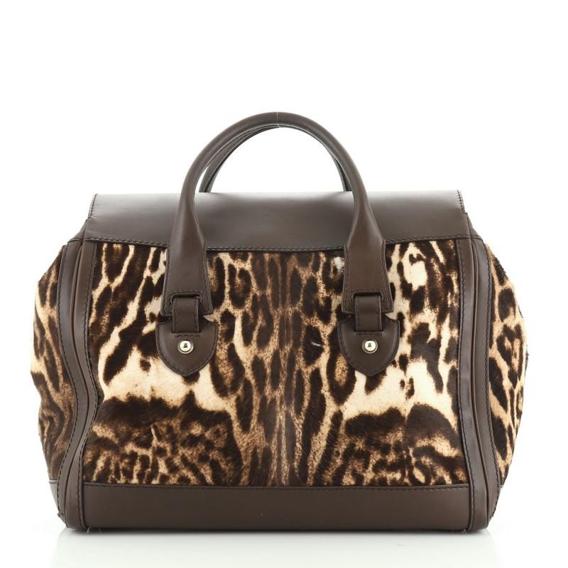 Black Gucci Heritage Boston Bag Printed Pony Hair Large