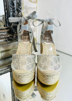 Gucci Heritage GG Monogram Lame Platform Espadrilles