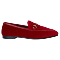 GUCCI Hibiscus red JORDAAN VELVET Loafers Shoes 38