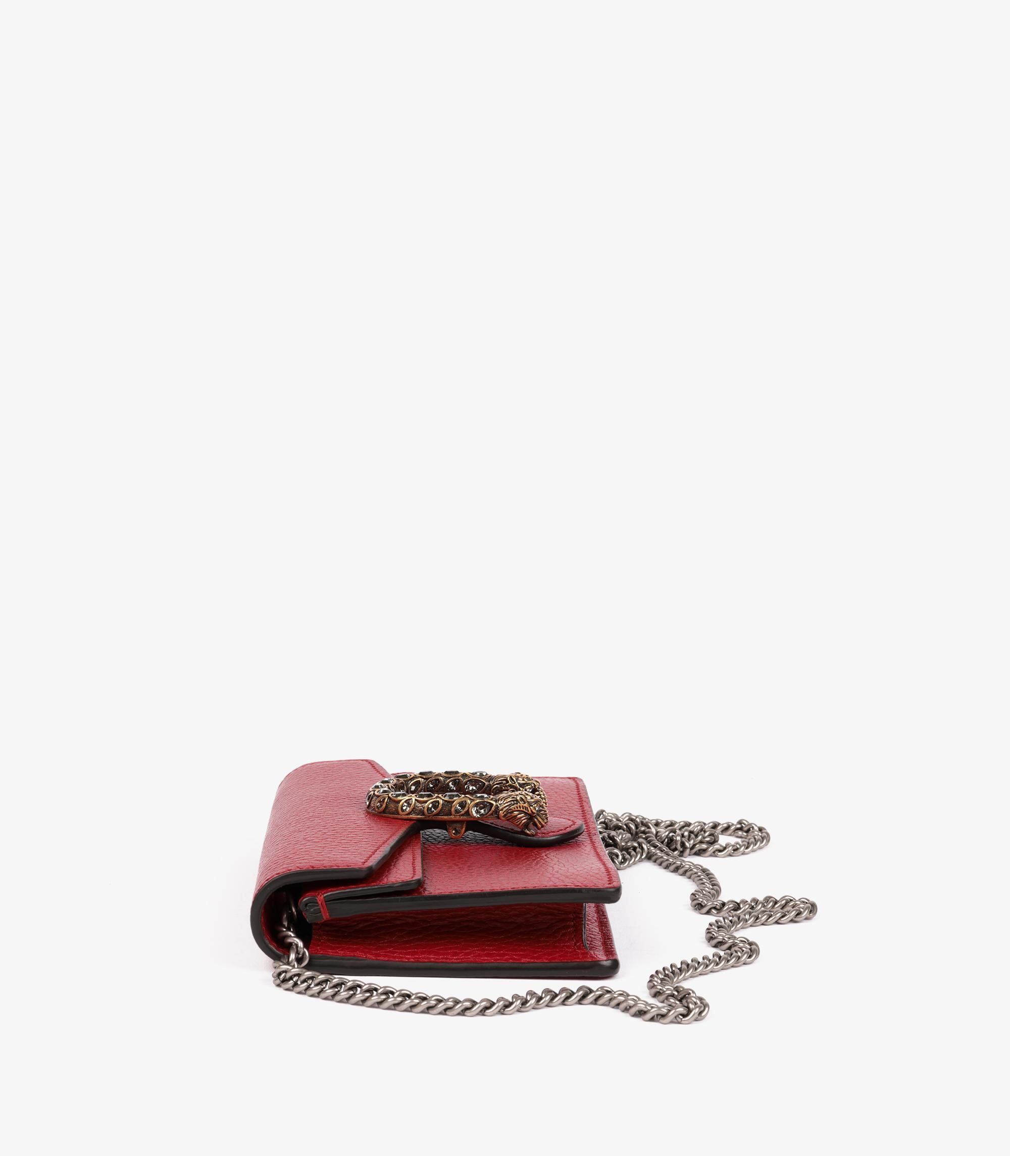 Gucci Mini Dionysus Super in pelle con ciottoli rossi e ibisco In condizioni ottime in vendita a Bishop's Stortford, Hertfordshire