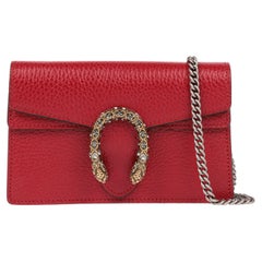 Gucci Hibiscus Red Pebbled Leather Super Mini Dionysus