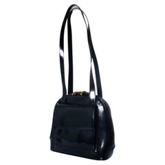 Gucci, High shine leather bamboo bag in black