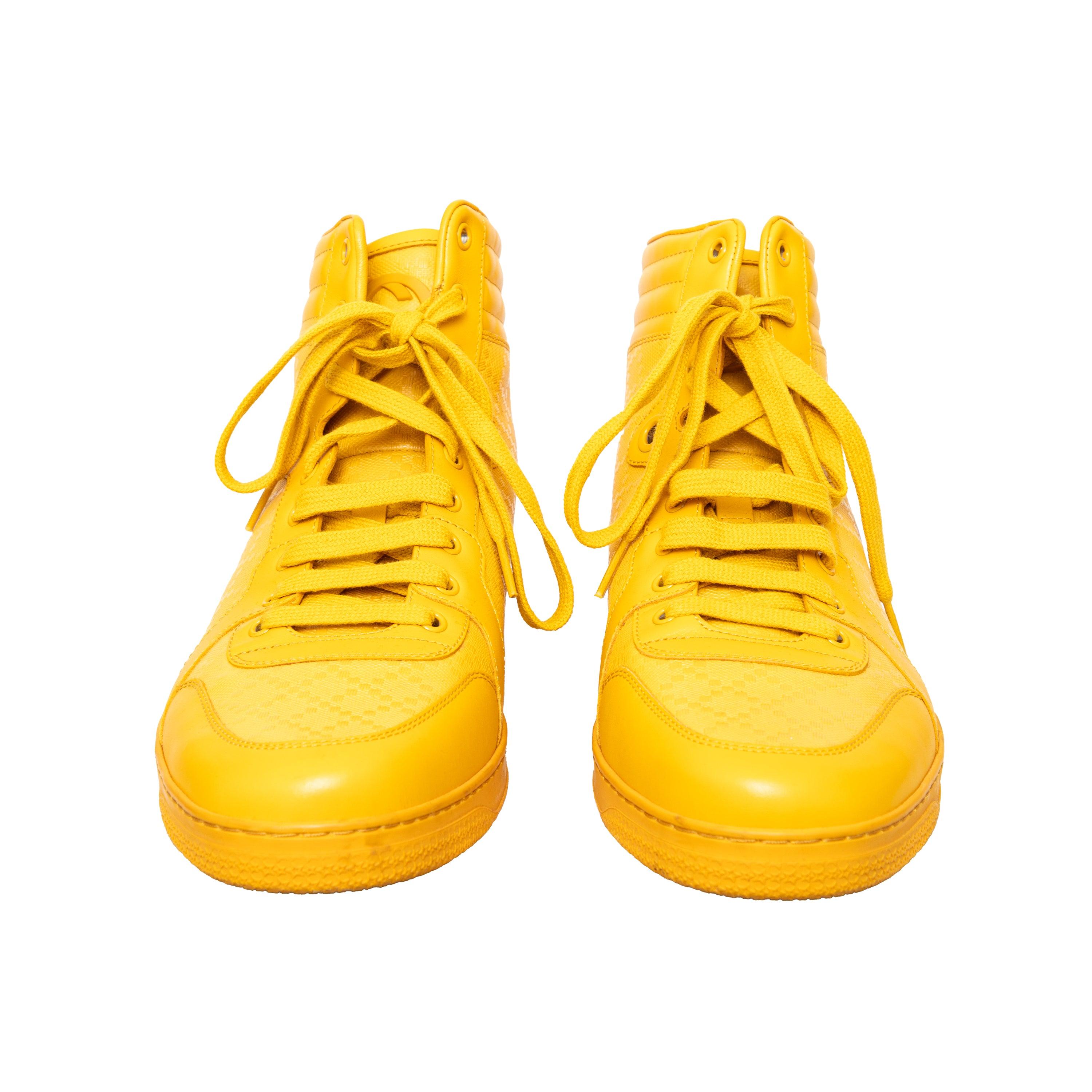 Yellow Gucci High Top Sneakers - '20s For Sale