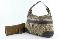 Gucci Hobo Crystal Monogram Gg Medium 17gz1019 Brown Coated Canvas Shoulder Bag