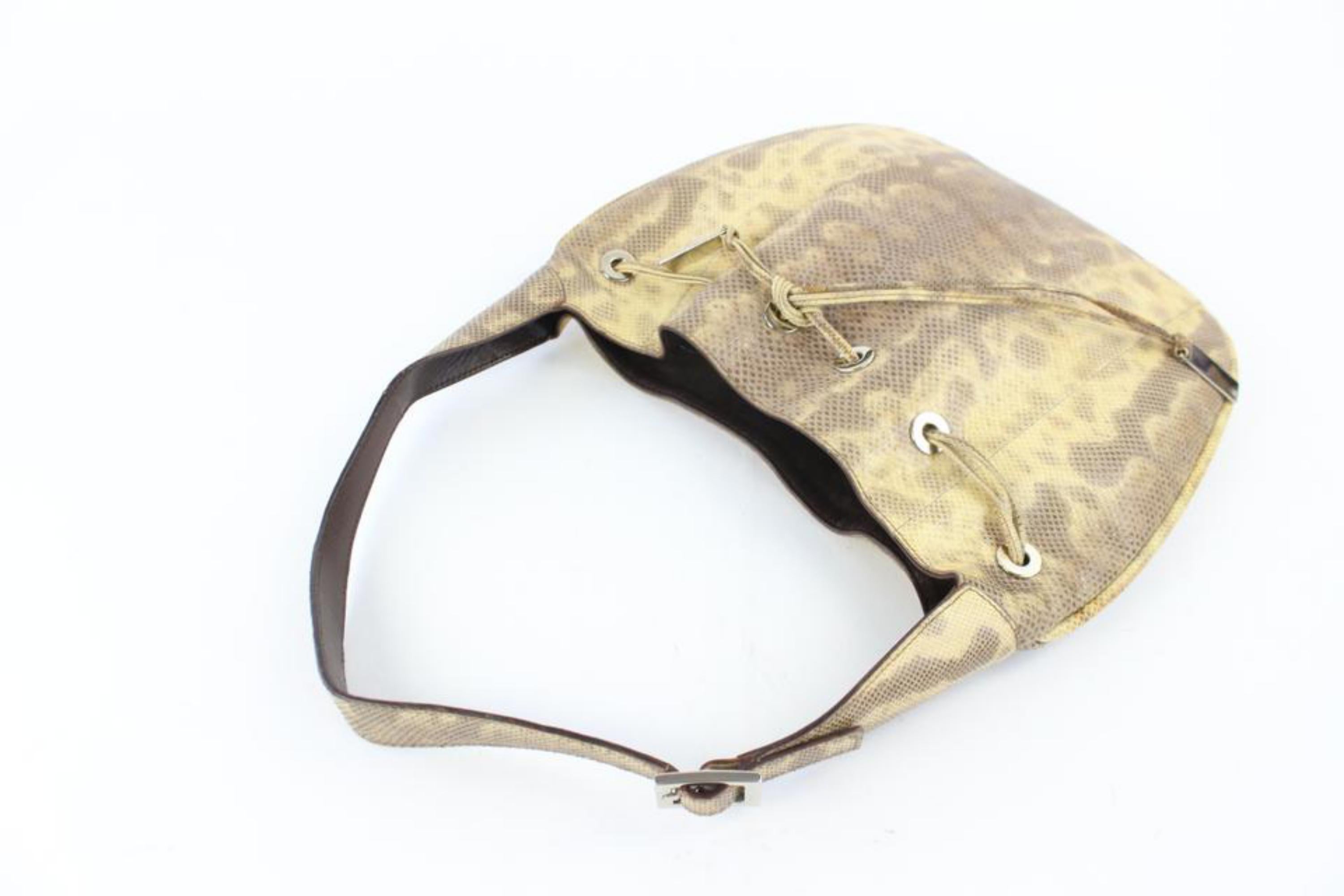 Gucci Hobo Karung Drawstring 26gz0724 Beige Snake Tote In Excellent Condition For Sale In Forest Hills, NY