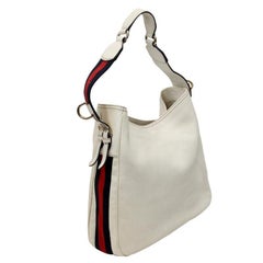 Gucci Hobo Große cremefarbene GG Web-Umhängetasche GG-0928P-0008 aus Leder