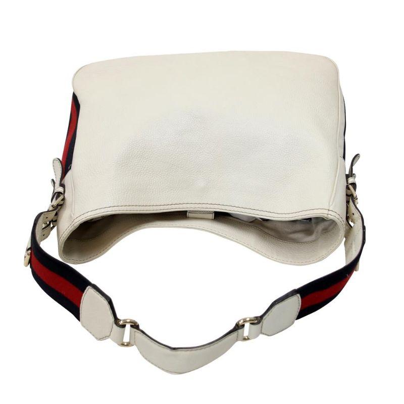 Gucci Hobo Large Leather GG Web Cream Shoulder Bag GG-0928P-0008 In Good Condition For Sale In Downey, CA