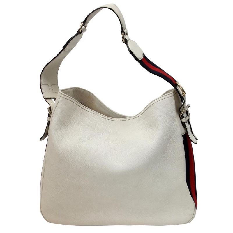 Gucci Hobo Large Leather GG Web Cream Shoulder Bag GG-0928P-0008 For Sale