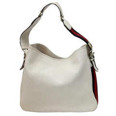 Grand sac à bandoulière Gucci Hobo en cuir GG Web crème GG-0928P-0008