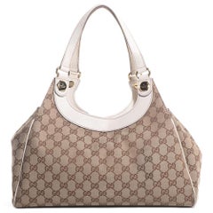 Vintage Gucci Hobo Monogram Charmy 16gz1113 Beige Canvas Shoulder Bag