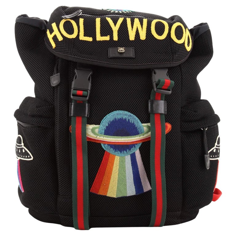 Gucci Hollywood Backpack Embroidered Mesh Large For Sale at 1stDibs