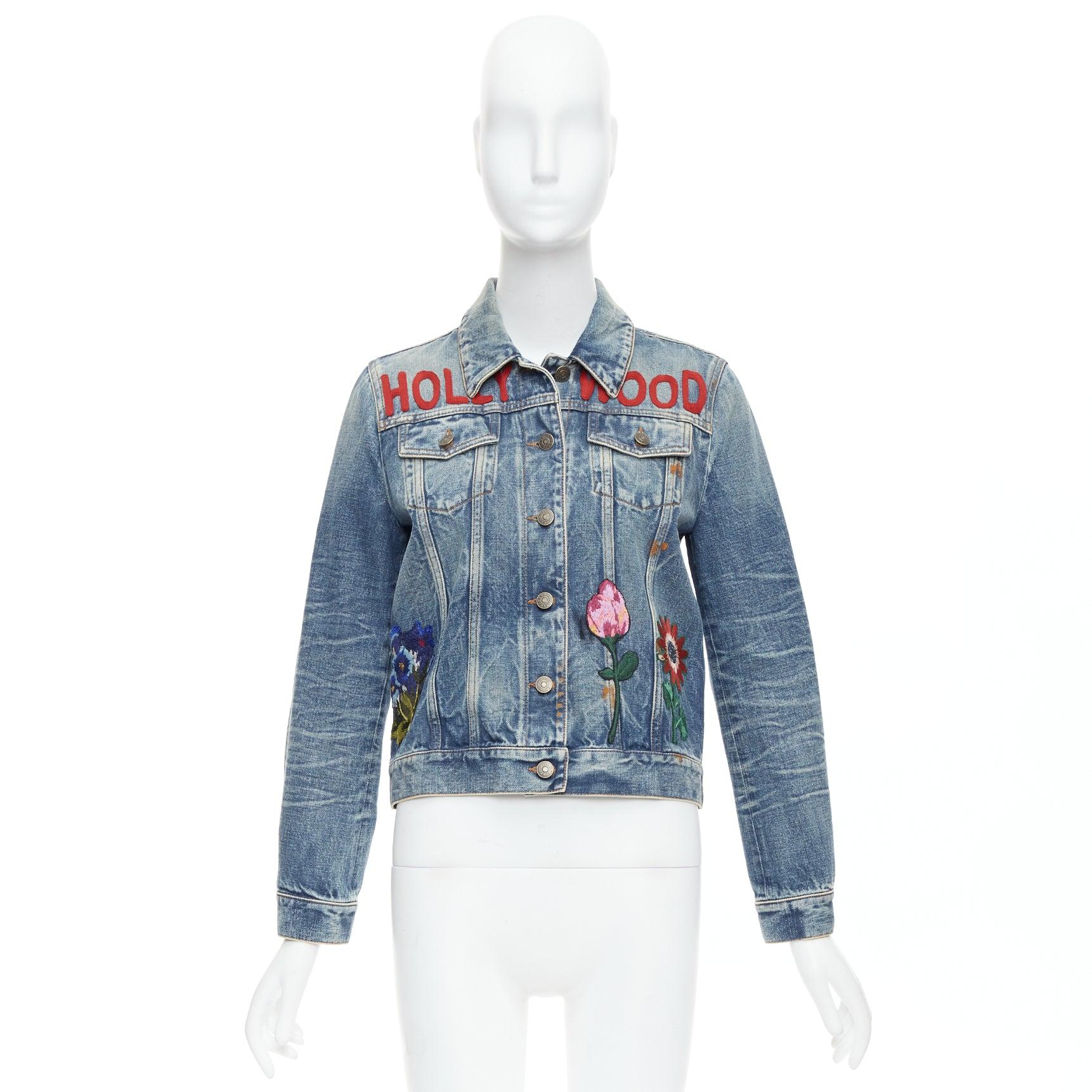 GUCCI HOLLYWOOD bunny blue washed denim jacket IT40 S 5