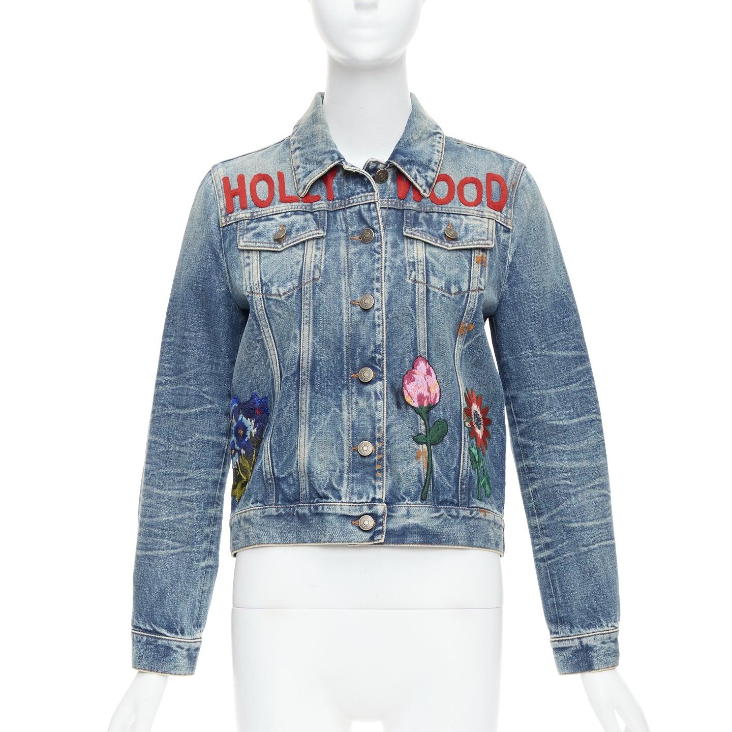 Gray GUCCI HOLLYWOOD bunny blue washed denim jacket IT40 S